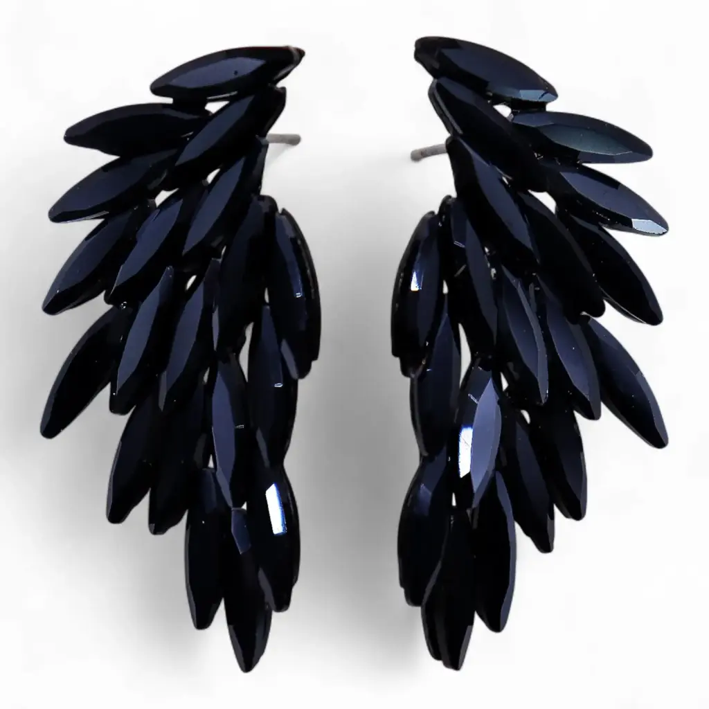 Jet Black – Vintage Glass – Angel Wings – Earrings | www.artisangoods.co.uk