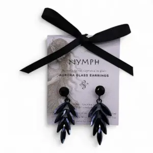 Jet Black – Vintage Glass – Long Drop – Earrings | www.artisangoods.co.uk 3