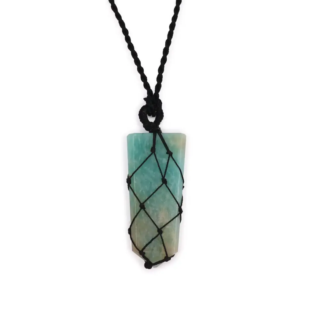 Laced Gemstone Flat Point Pendant – Amazonite | www.artisangoods.co.uk