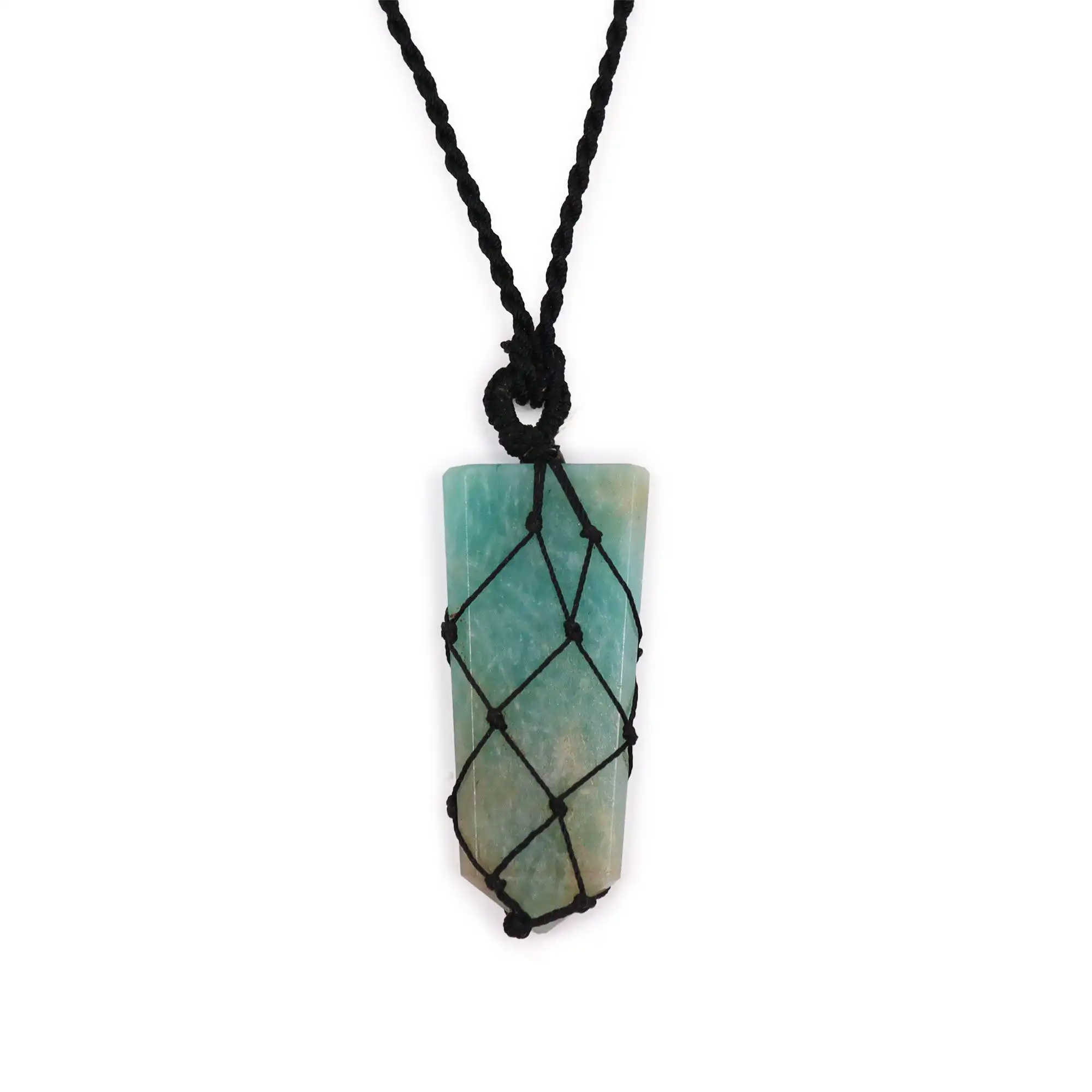Laced Gemstone Flat Point Pendant – Amazonite | www.artisangoods.co.uk 2 Laced Gemstone Flat Point Pendant – Amazonite | www.artisangoods.co.uk 1