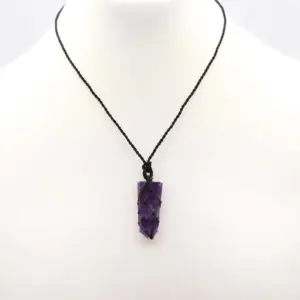 Laced Gemstone Flat Point Pendant – Amethyst | www.artisangoods.co.uk 3