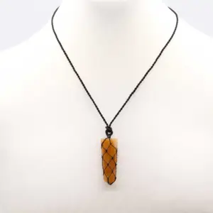 Laced Gemstone Flat Point Pendant – Golden Quartz | www.artisangoods.co.uk 3