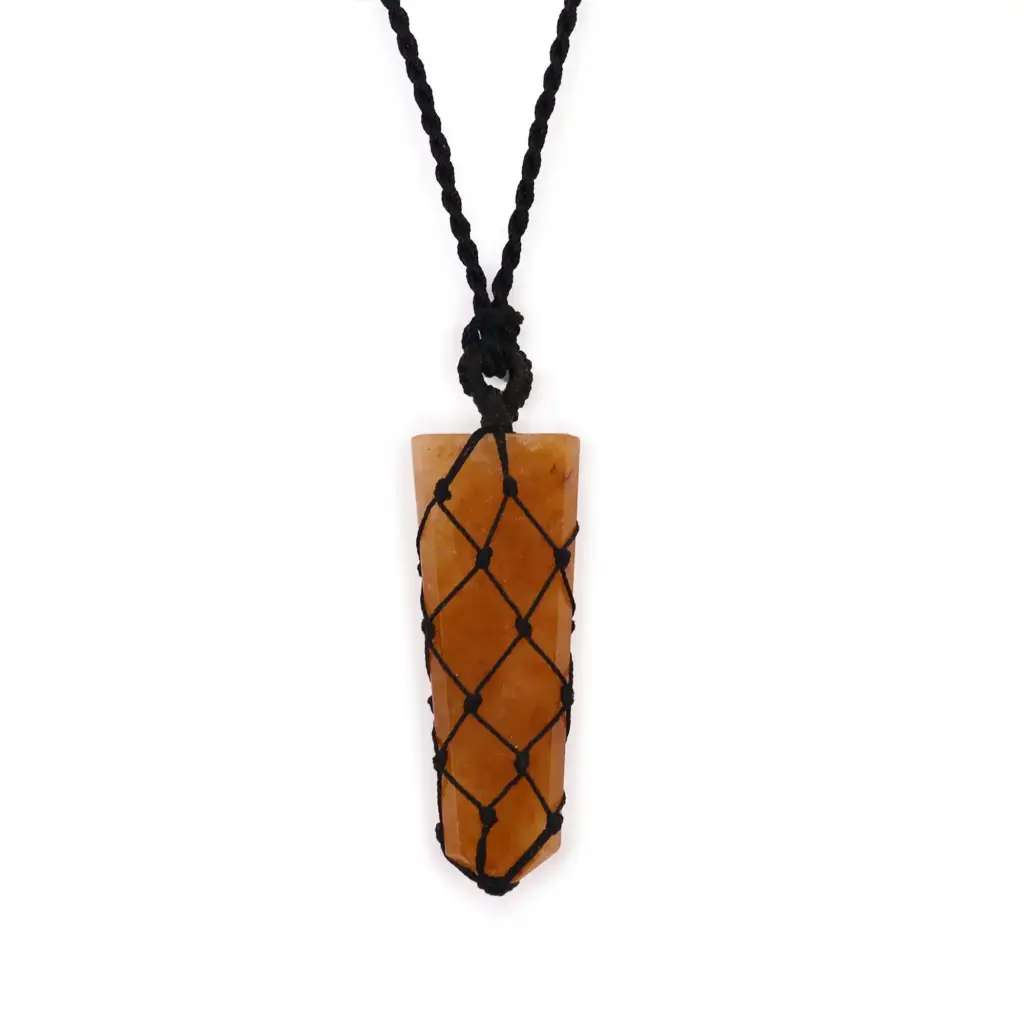 Laced Gemstone Flat Point Pendant – Golden Quartz | www.artisangoods.co.uk