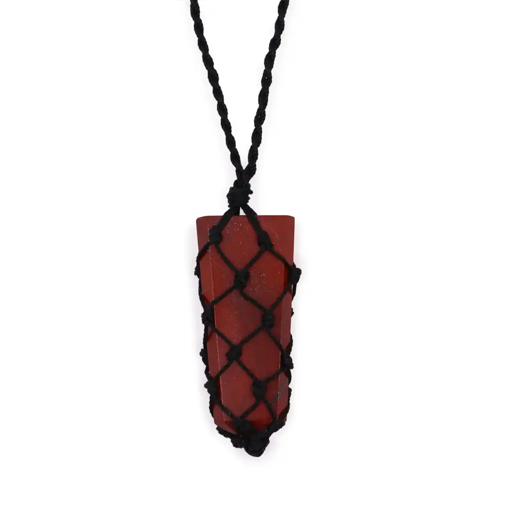 Laced Gemstone Flat Point Pendant – Red Jasper | www.artisangoods.co.uk