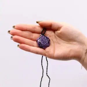 Laced Gemstone Hexagon Pendant – Lepidolite | www.artisangoods.co.uk 2