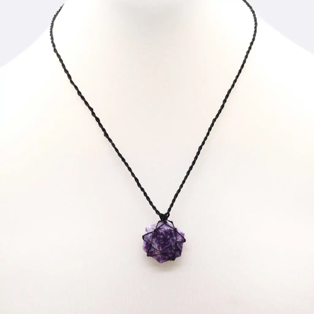 Laced Gemstone Hexagon Pendant – Lepidolite | www.artisangoods.co.uk 3 Laced Gemstone Hexagon Pendant – Lepidolite | www.artisangoods.co.uk 3