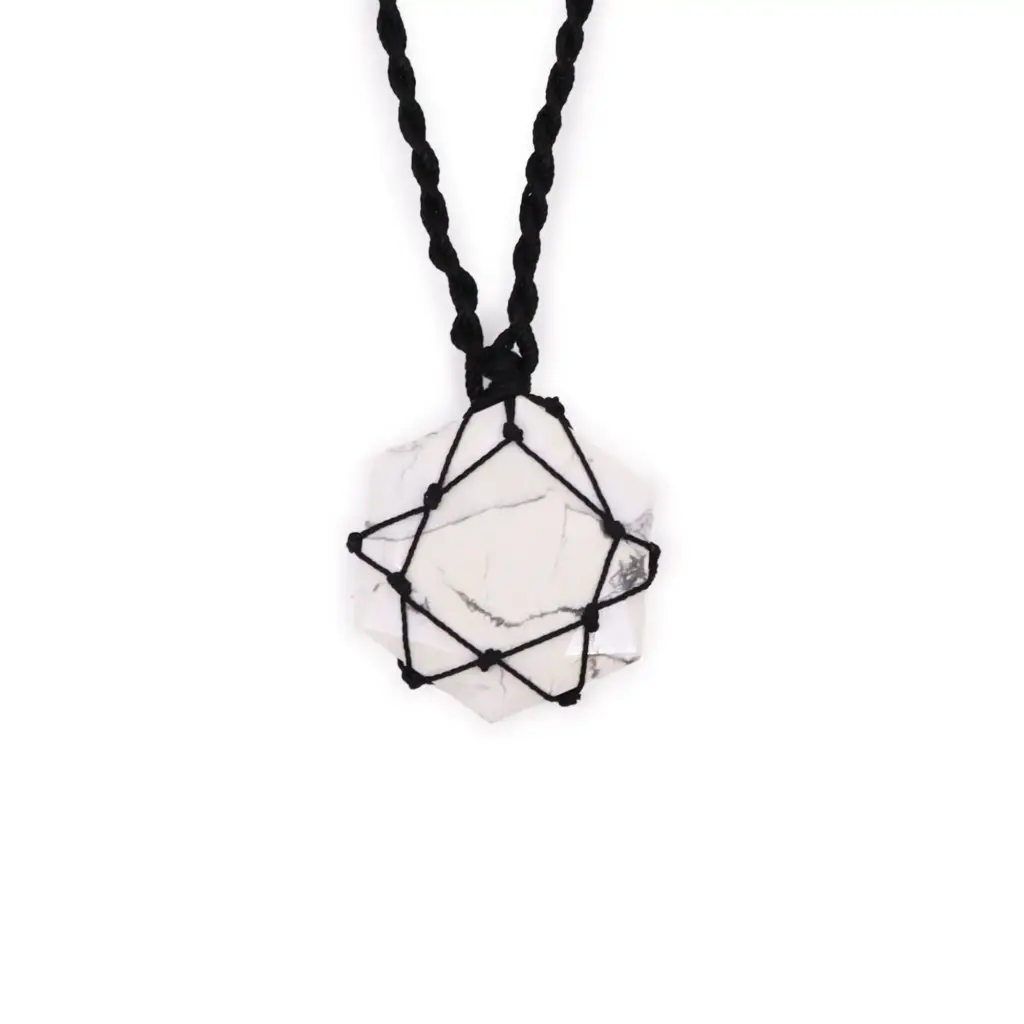 Laced Gemstone Hexagon Pendant – White Howlite | www.artisangoods.co.uk