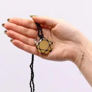 Laced Gemstone Hexagon Pendant – Yellow Quartz | www.artisangoods.co.uk 2