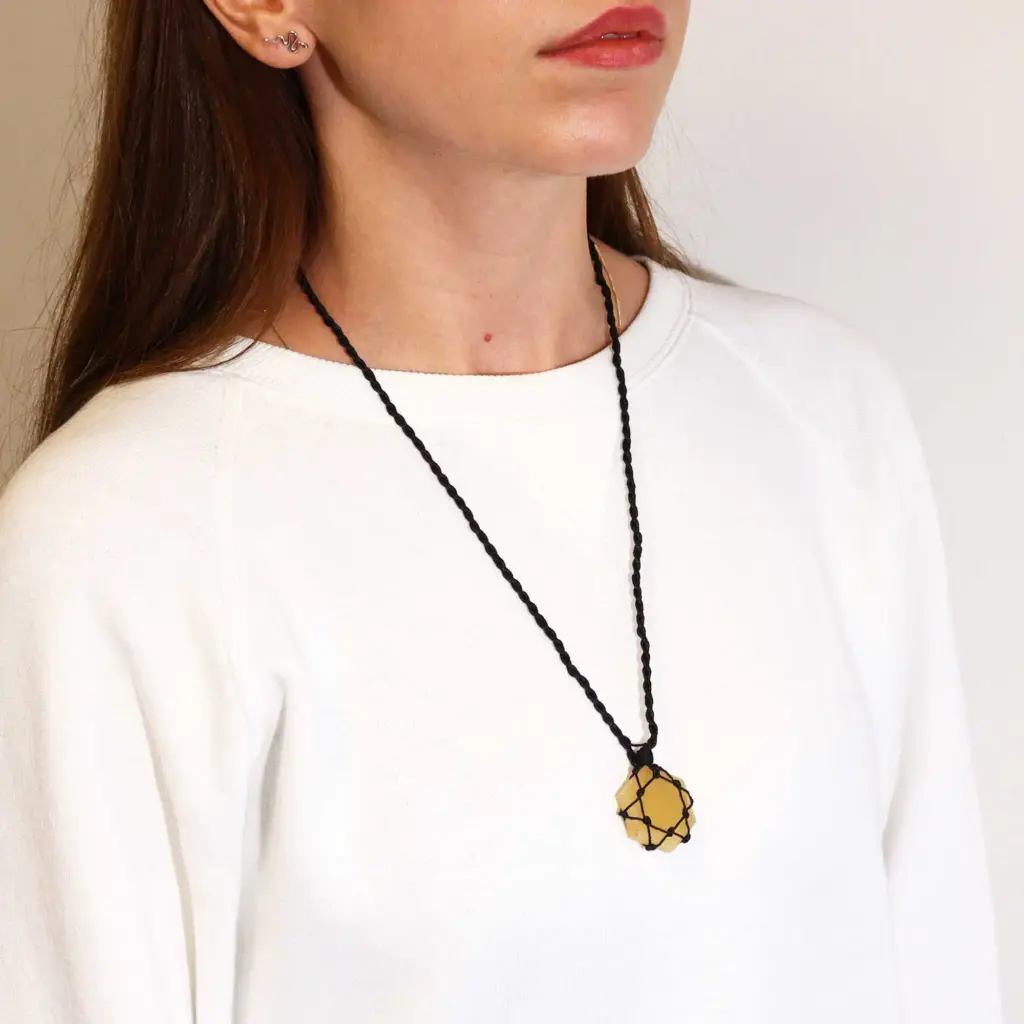 Laced Gemstone Hexagon Pendant – Yellow Quartz | www.artisangoods.co.uk 3