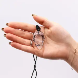 Laced Gemstone Teardrop Pendant – Rock Quartz | www.artisangoods.co.uk 2