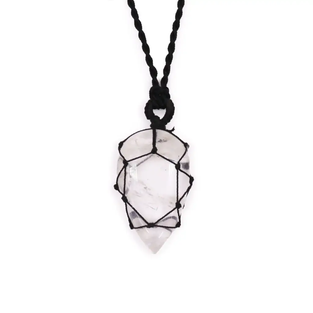 Laced Gemstone Teardrop Pendant – Rock Quartz | www.artisangoods.co.uk