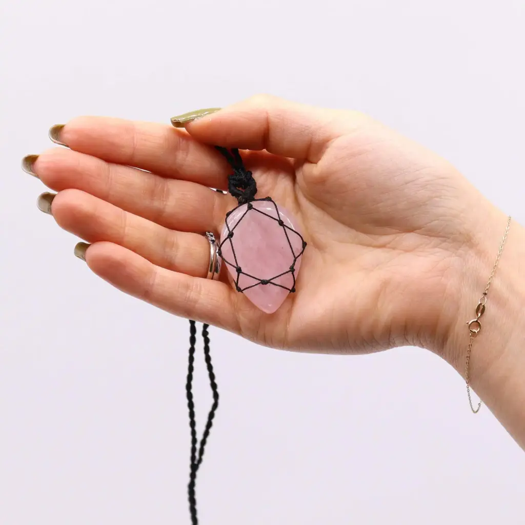 Laced Gemstone Teardrop Pendant – Rose Quartz | www.artisangoods.co.uk 2 Laced Gemstone Teardrop Pendant – Rose Quartz | www.artisangoods.co.uk 2