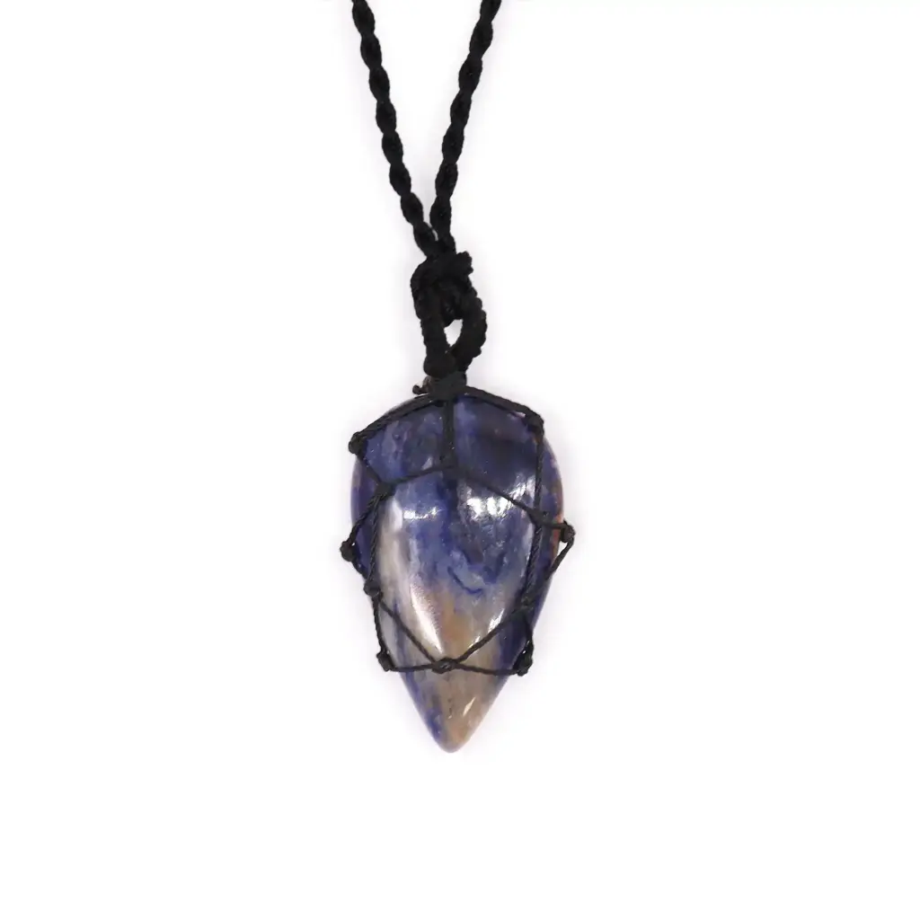 Laced Gemstone Teardrop Pendant – Sodalite | www.artisangoods.co.uk
