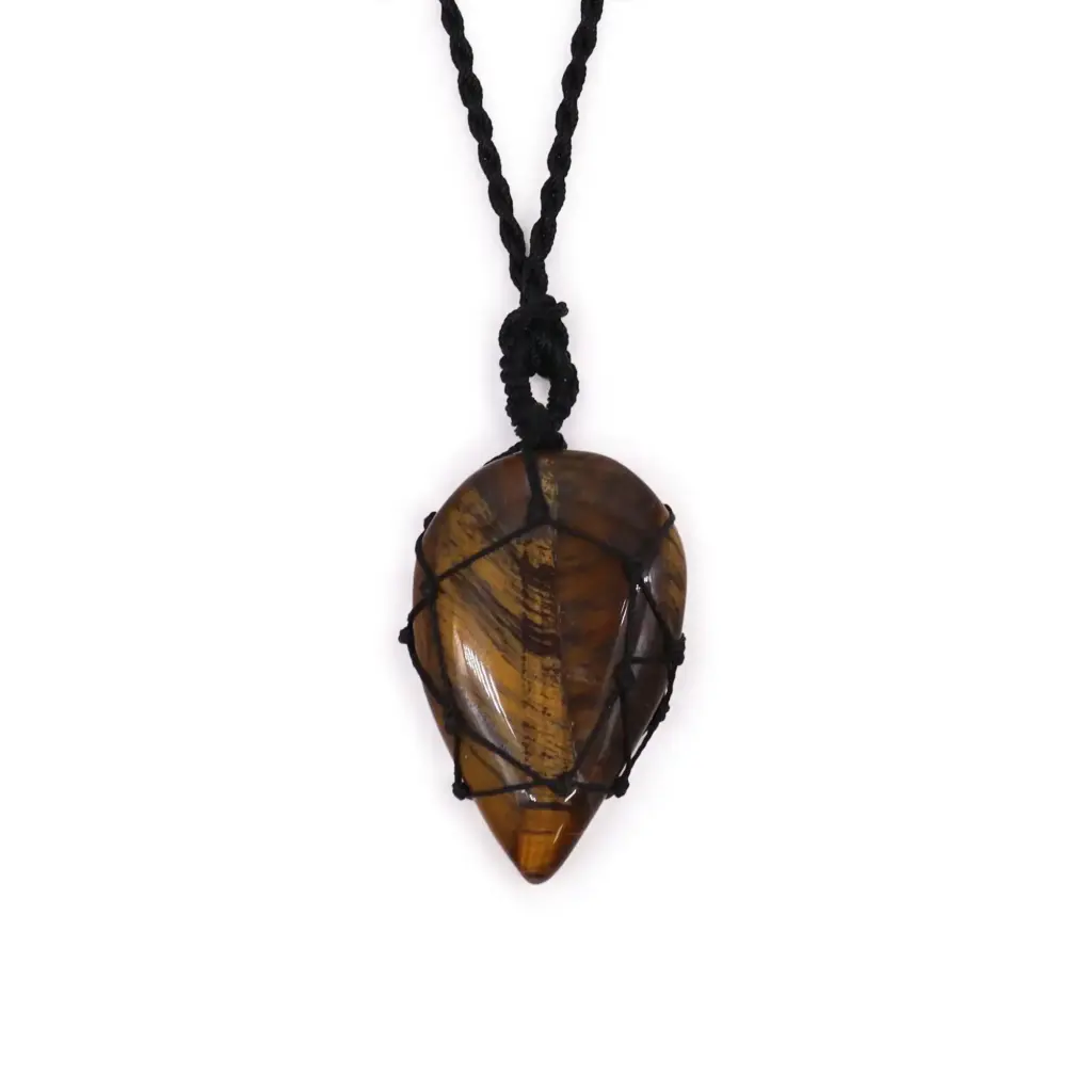 Laced Gemstone Teardrop Pendant – Tigereye | www.artisangoods.co.uk