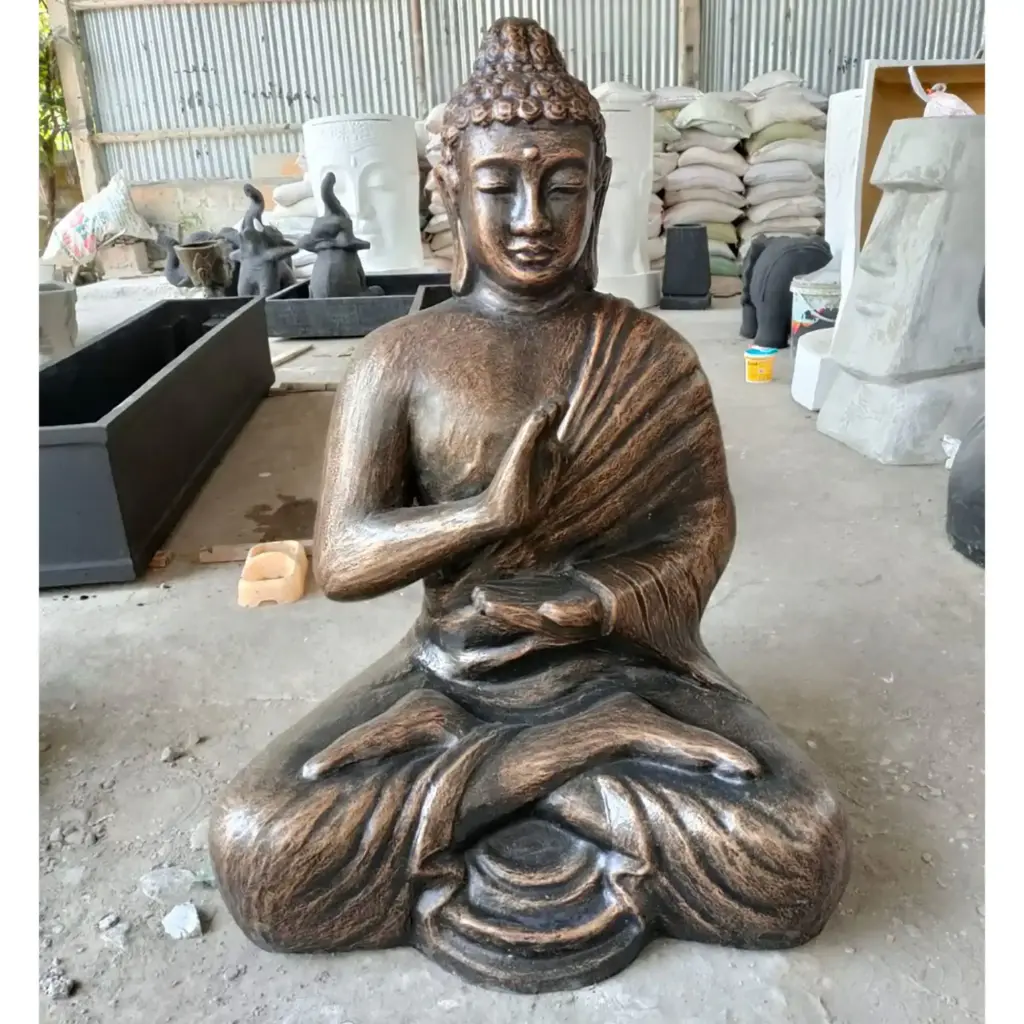 Large Antique Gold Buddha Meditation in Stupa – 1.5m | www.artisangoods.co.uk