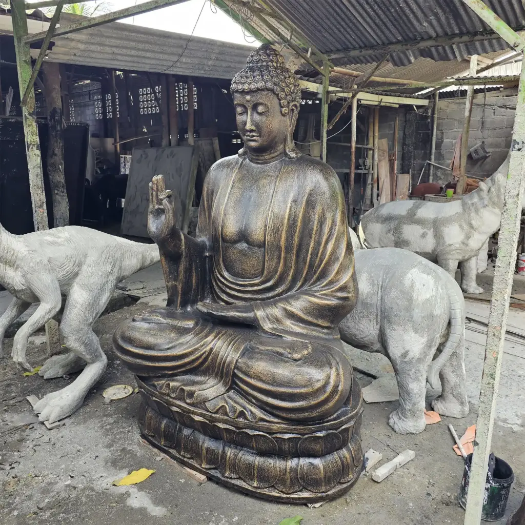 Large Antique Gold Buddha Teaching on Lotus – 2m | www.artisangoods.co.uk