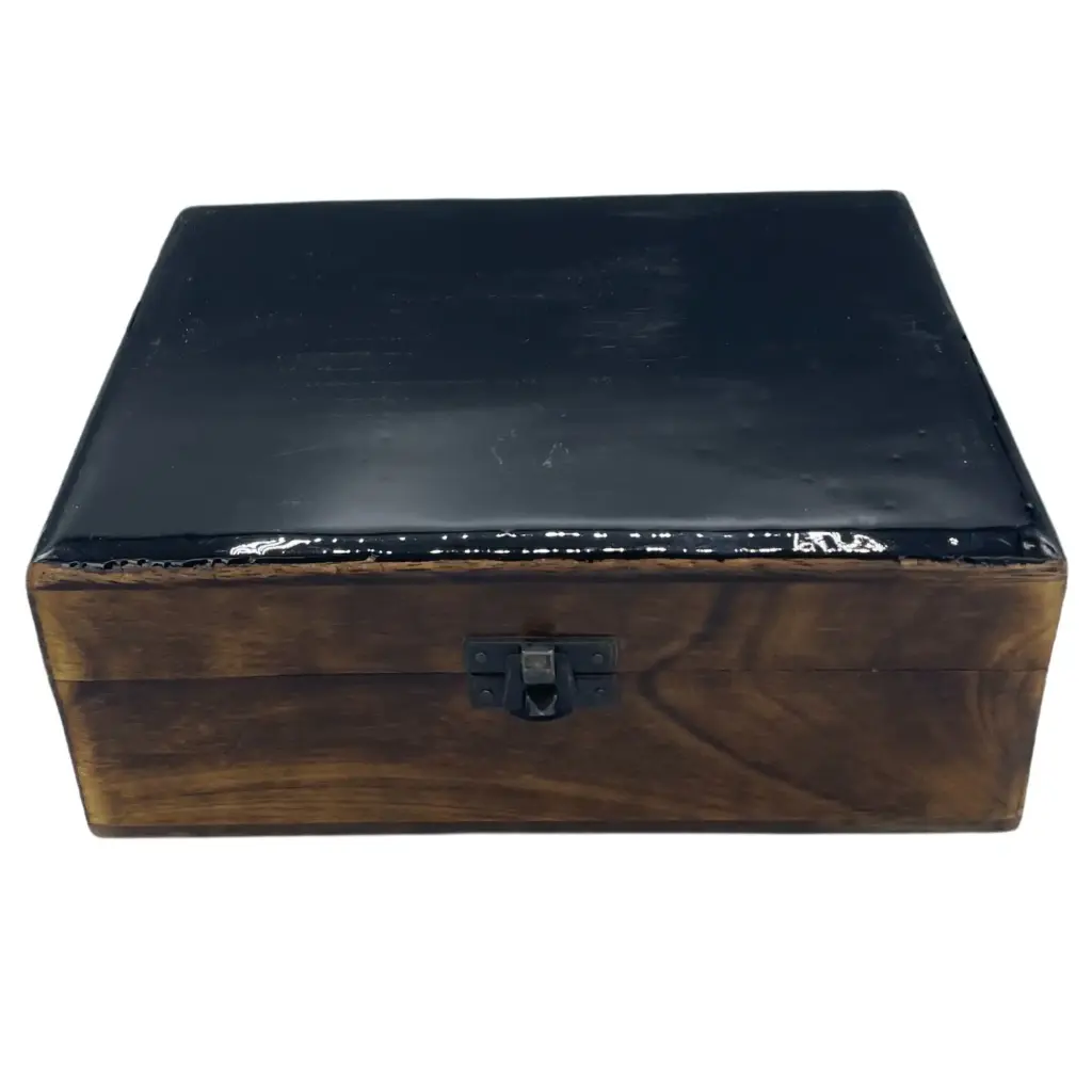 Large Ceramic Glazed Wood Box – 20x15x7.5cm – Black | www.artisangoods.co.uk