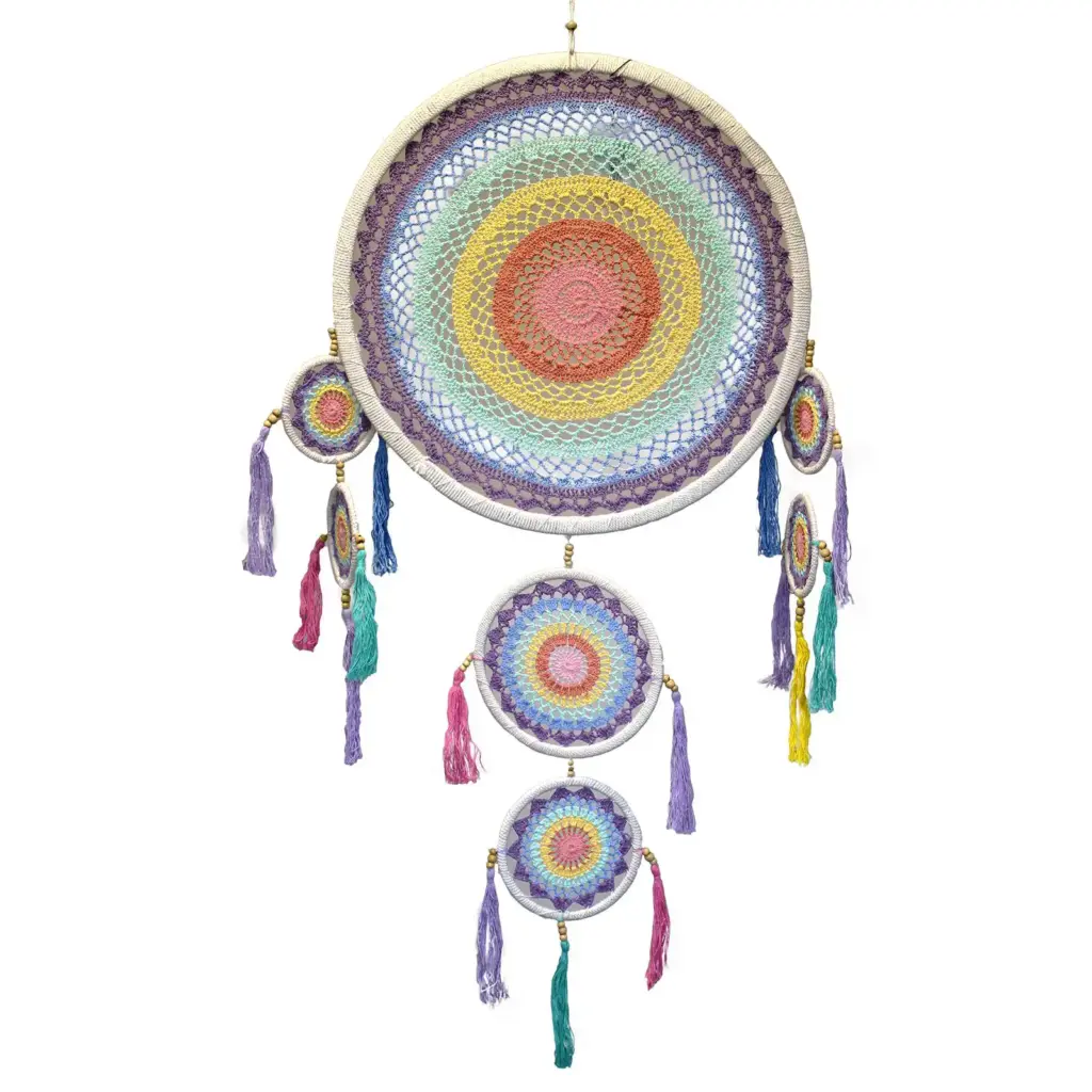 Large Dreamcatcher (55cm) – Pastel Rainbow | www.artisangoods.co.uk