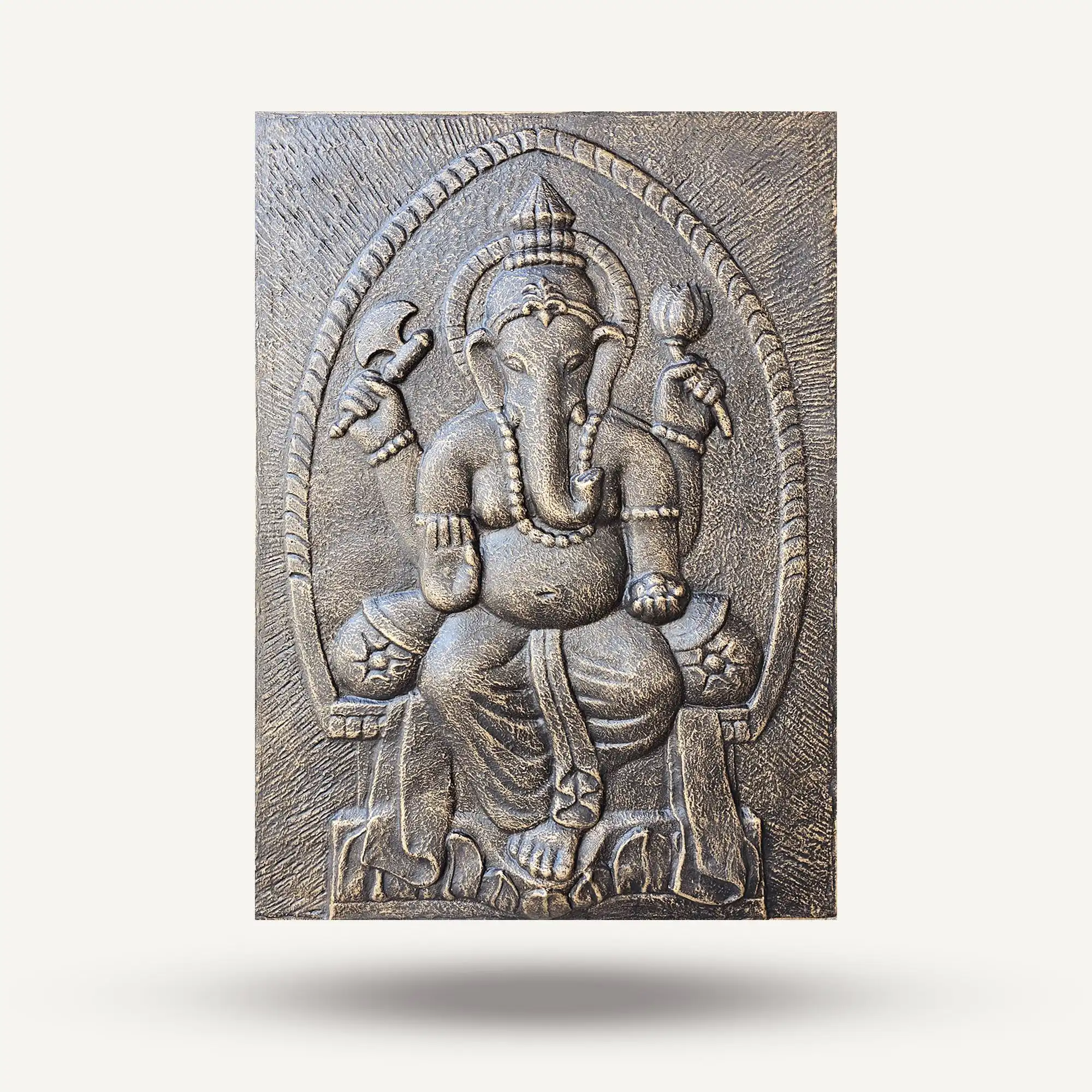Large Ganpati Iron Frame Antique Gold Relief- 0.7x1m | www.artisangoods.co.uk 3 Large Ganpati Iron Frame Antique Gold Relief- 0.7x1m | www.artisangoods.co.uk 2