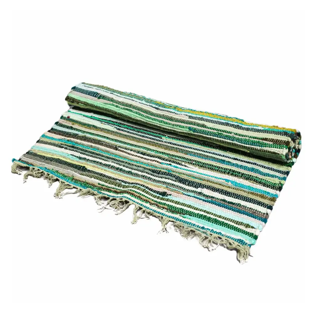 Large Rag Rug – 150x90cm – premium quality – Natural Greens | www.artisangoods.co.uk
