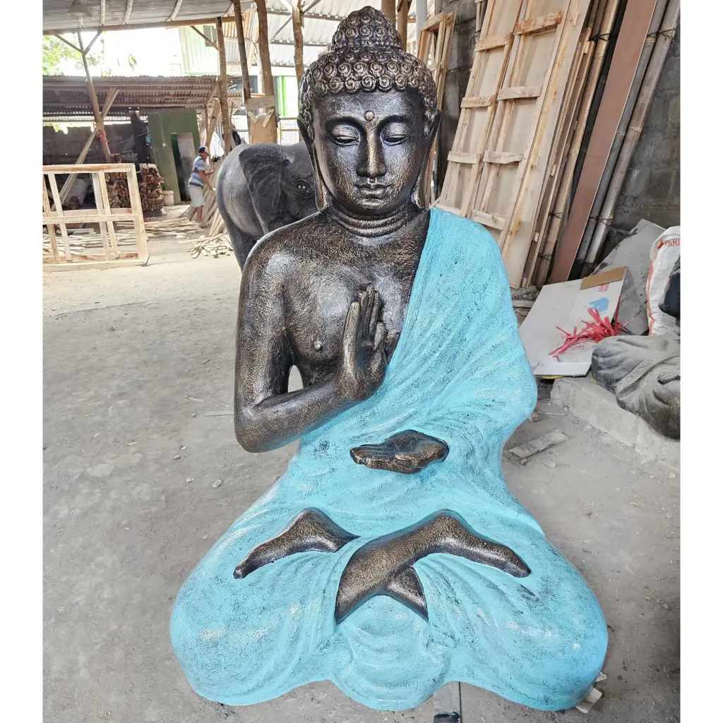 Large Turquoise & Stone Buddha Meditation in Stupa – 1.5m | www.artisangoods.co.uk