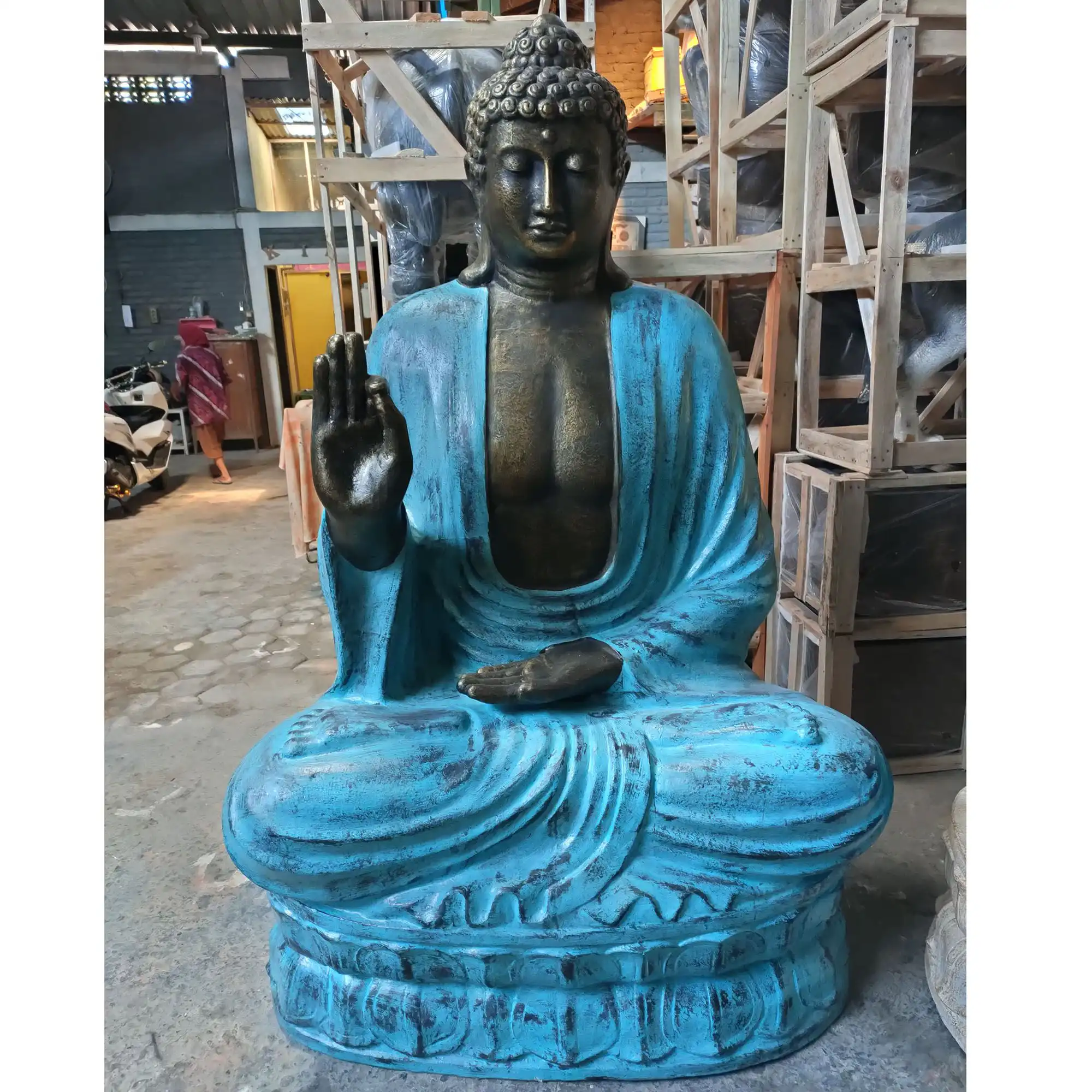 Large Turquoise & Stone Buddha Teaching on Lotus – 2m | www.artisangoods.co.uk 2 Large Turquoise & Stone Buddha Teaching on Lotus – 2m | www.artisangoods.co.uk 1