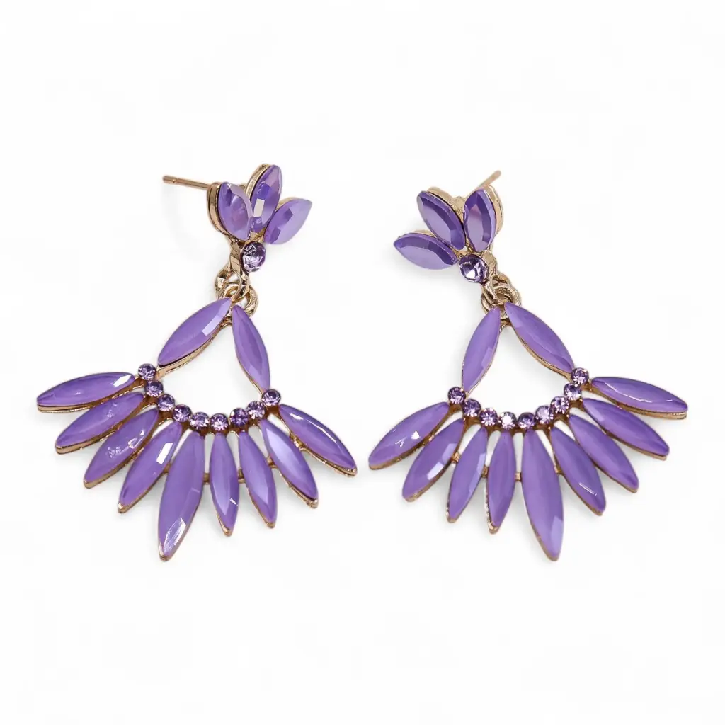 Lavender – Vintage Glass – Long Drop – Earrings | www.artisangoods.co.uk