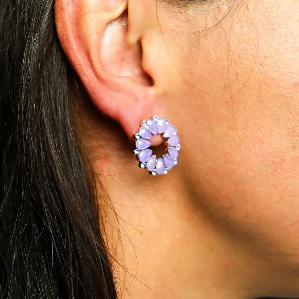 Lavender – Vintage Glass – Loop – Earrings | www.artisangoods.co.uk 2