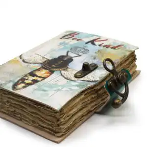 Leather “Bee Kind” Deckle-edge Notebook (7×5″) | www.artisangoods.co.uk 1