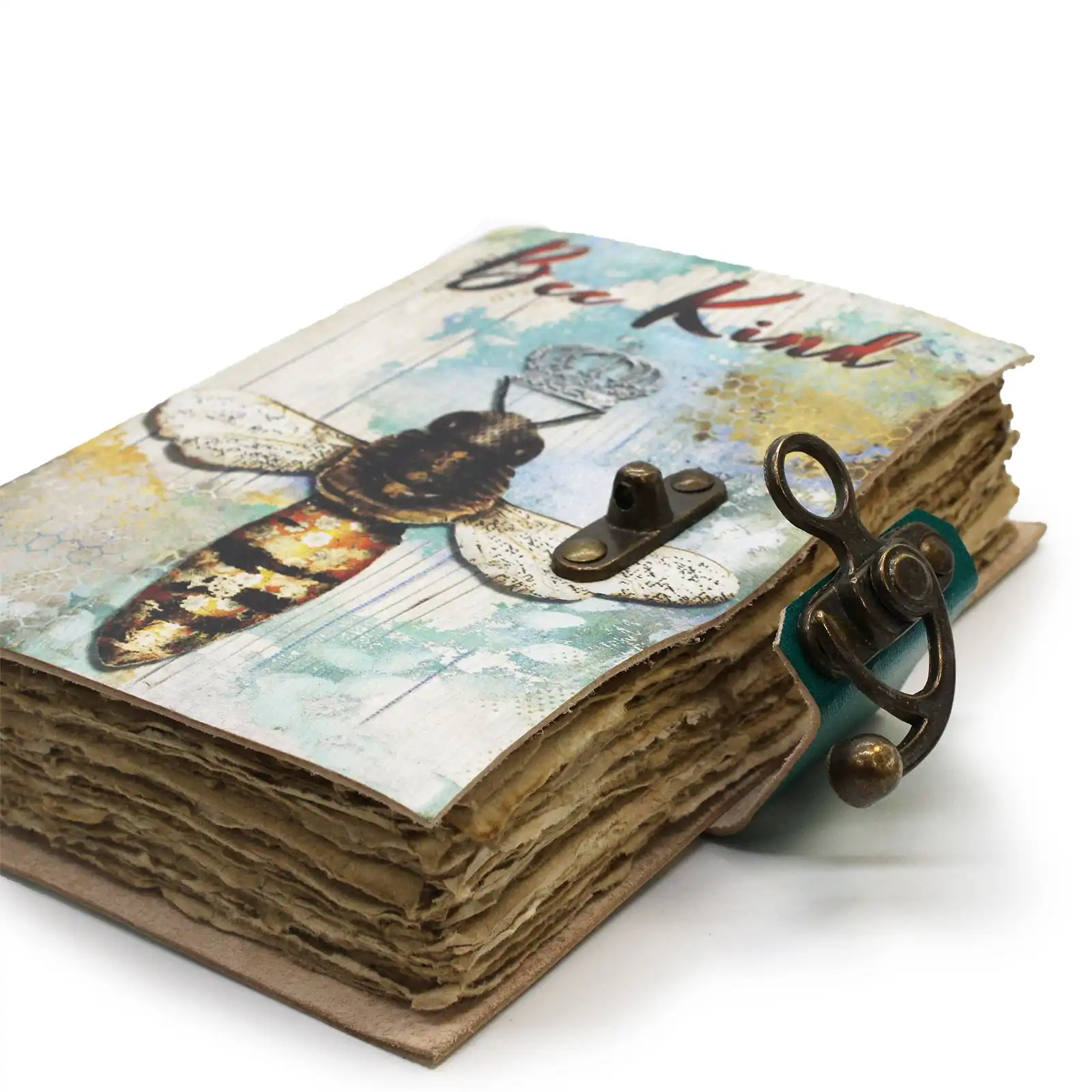 Leather “Bee Kind” Deckle-edge Notebook (7×5″) | www.artisangoods.co.uk 2 Leather “Bee Kind” Deckle-edge Notebook (7×5″) | www.artisangoods.co.uk 1