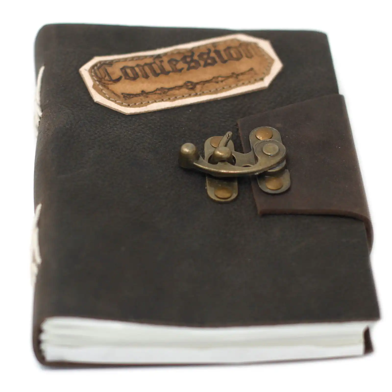 Leather Black Confessions with Lock Notebook (7×5″) | www.artisangoods.co.uk 4 Leather Black Confessions with Lock Notebook (7×5″) | www.artisangoods.co.uk 3