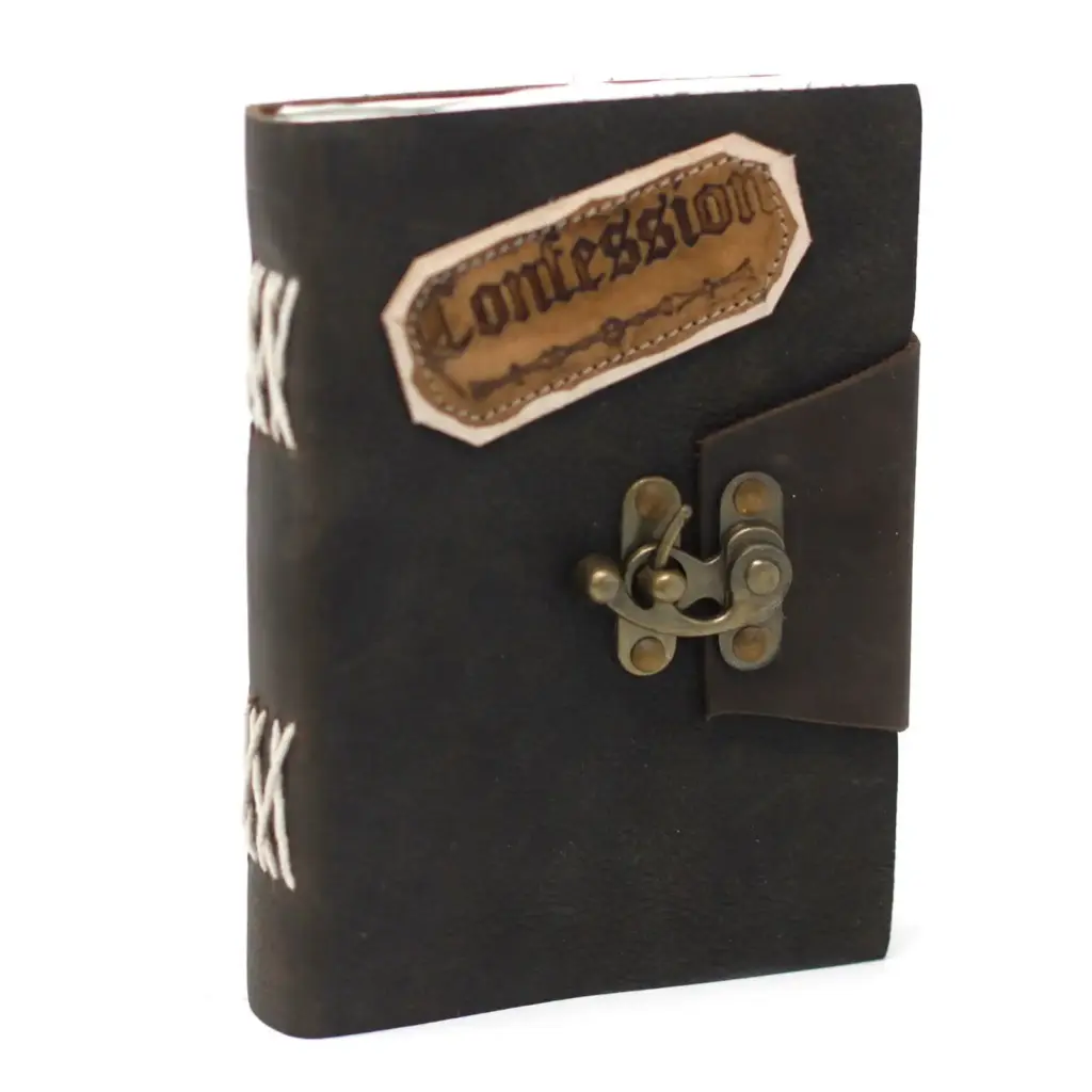 Leather Black Confessions with Lock Notebook (7×5″) | www.artisangoods.co.uk