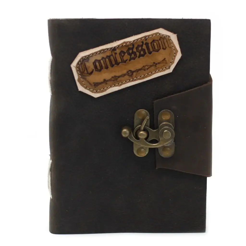 Leather Black Confessions with Lock Notebook (7×5″) | www.artisangoods.co.uk 5