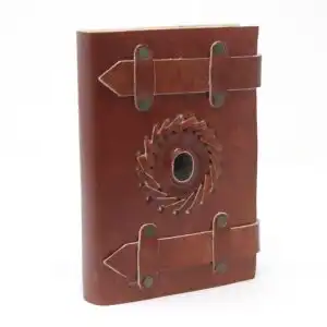 Leather Black Onyx with Belts Notebook (6×4″) | www.artisangoods.co.uk 1