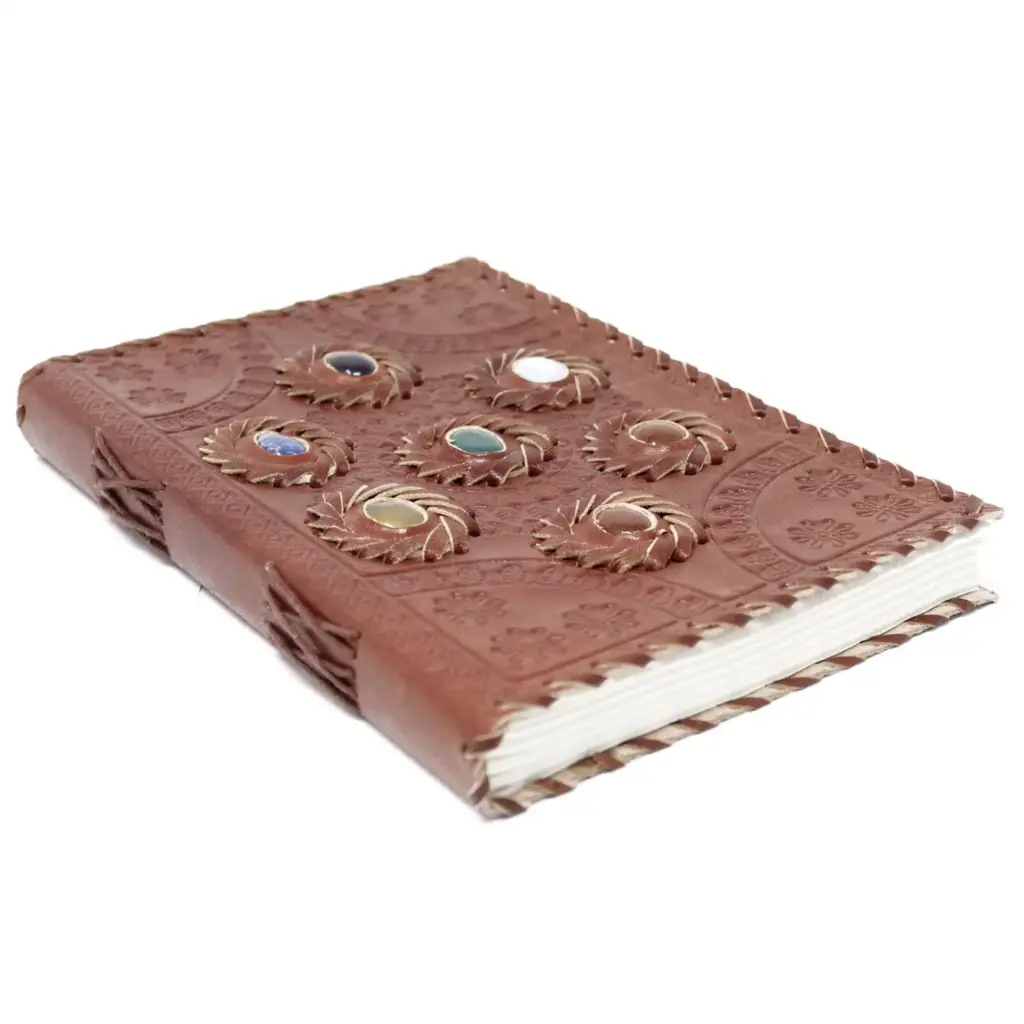 Leather Chakra Stone Notebook (6×9″) | www.artisangoods.co.uk 2 Leather Chakra Stone Notebook (6×9″) | www.artisangoods.co.uk 2