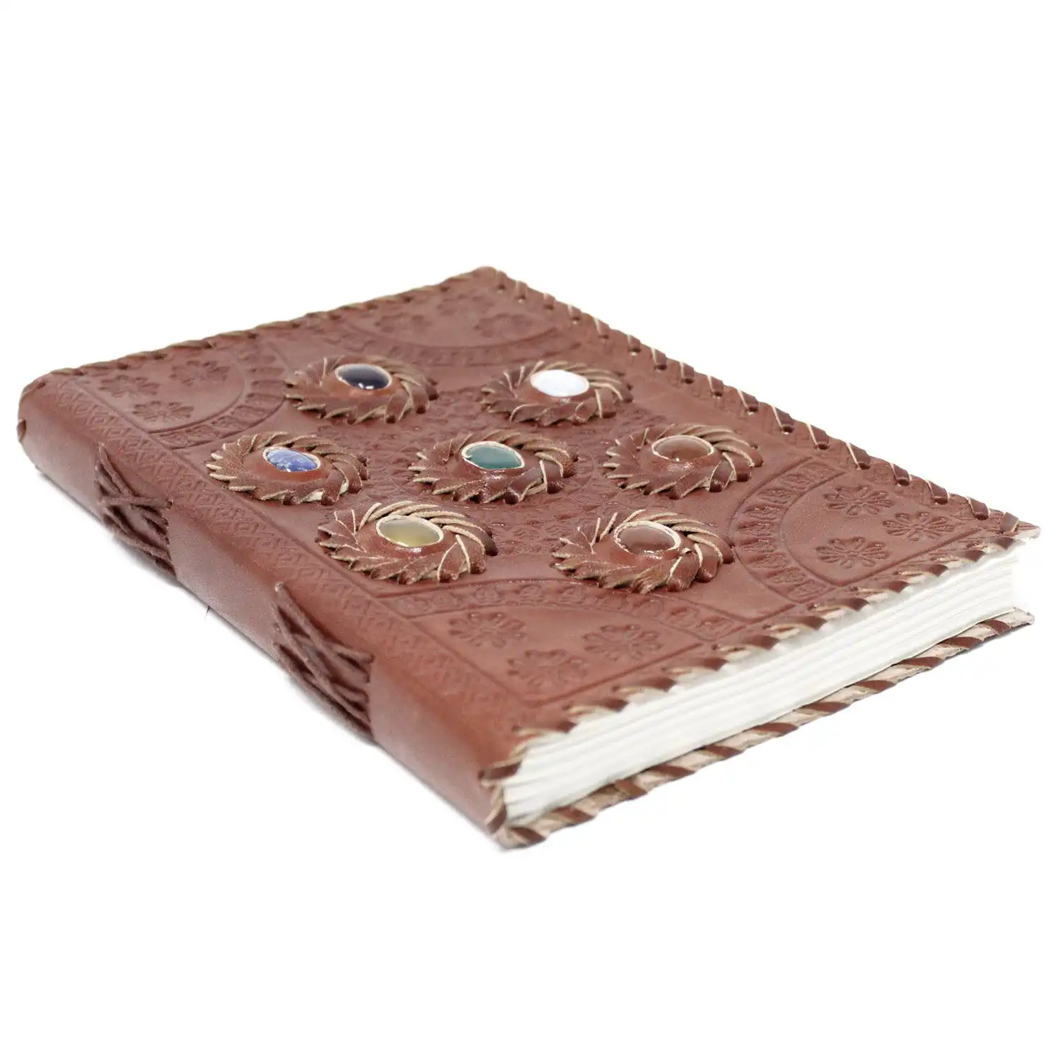 Leather Chakra Stone Notebook (6×9″) | www.artisangoods.co.uk 3 Leather Chakra Stone Notebook (6×9″) | www.artisangoods.co.uk 2
