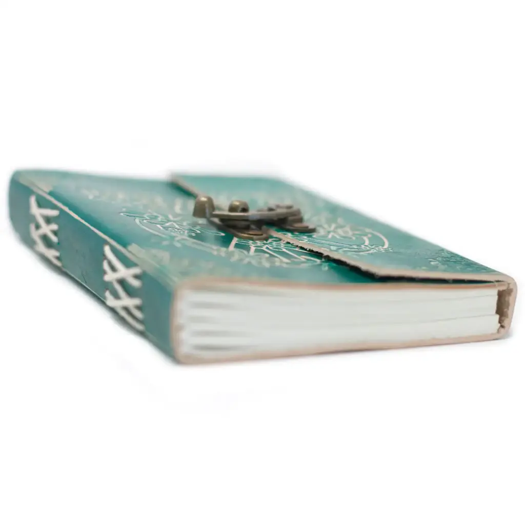 Leather Green Peace with Lock Notebook (7×5″) | www.artisangoods.co.uk 4