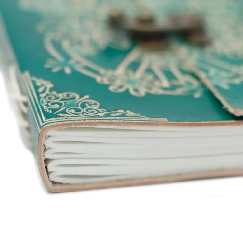 Leather Green Peace with Lock Notebook (7×5″) | www.artisangoods.co.uk 8