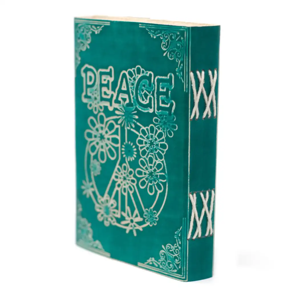 Leather Green Peace with Lock Notebook (7×5″) | www.artisangoods.co.uk 6