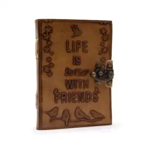Leather Journel – Plain Paper –  Life is Better with Friends | www.artisangoods.co.uk 1
