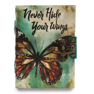 Leather “Never Hide Your Wings” Deckle-edge Notebook (7×5″) | www.artisangoods.co.uk 1