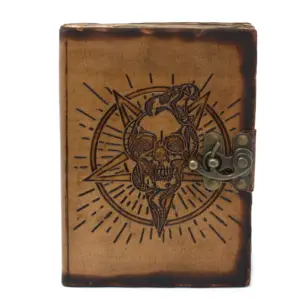 Leather Pentagon & Skull with Burns Detail Notebook (7×5″) | www.artisangoods.co.uk 4