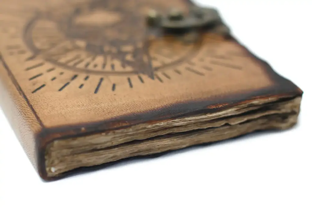 Leather Pentagon & Skull with Burns Detail Notebook (7×5″) | www.artisangoods.co.uk 3