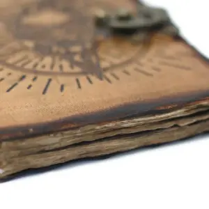 Leather Pentagon & Skull with Burns Detail Notebook (7×5″) | www.artisangoods.co.uk 3