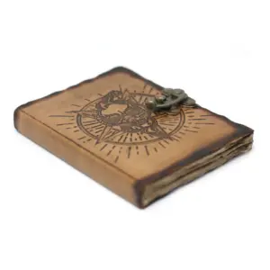 Leather Pentagon & Skull with Burns Detail Notebook (7×5″) | www.artisangoods.co.uk 2
