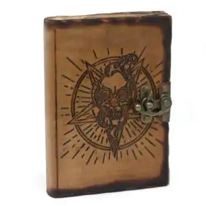 Leather Pentagon & Skull with Burns Detail Notebook (7×5″) | www.artisangoods.co.uk 1