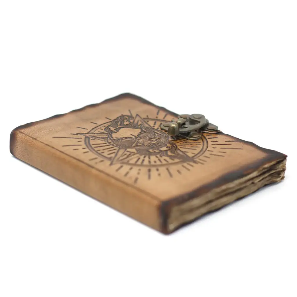 Leather Pentagon & Skull with Burns Detail Notebook (7×5″) | www.artisangoods.co.uk 9