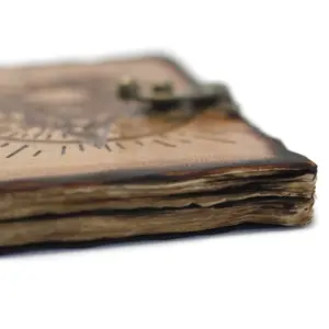 Leather Pentagon & Skull with Burns Detail Notebook (7×5″) | www.artisangoods.co.uk 8