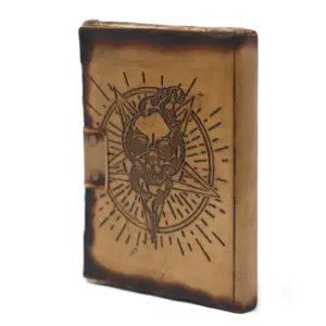 Leather Pentagon & Skull with Burns Detail Notebook (7×5″) | www.artisangoods.co.uk 6