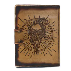 Leather Pentagon & Skull with Burns Detail Notebook (7×5″) | www.artisangoods.co.uk 5